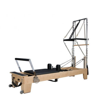 Signature Series MK II Pilates Reformer with Half Trapeze Bundle INCLUDING Mat Converter, Jump Board, Long Box, Non-Slip Standing Platform + Upholstered Platform[Black]