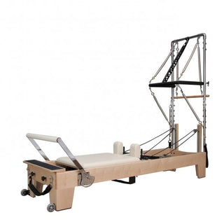 Signature Series MK II Pilates Reformer with Half Trapeze Bundle INCLUDING Mat Converter, Jump Board, Long Box, Non-Slip Standing Platform + Upholstered Platform[Cream]